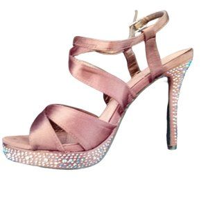 Sexy Bejeweled Golden Brown High Heeled Sandals Shoes Size 8 NEW NWT